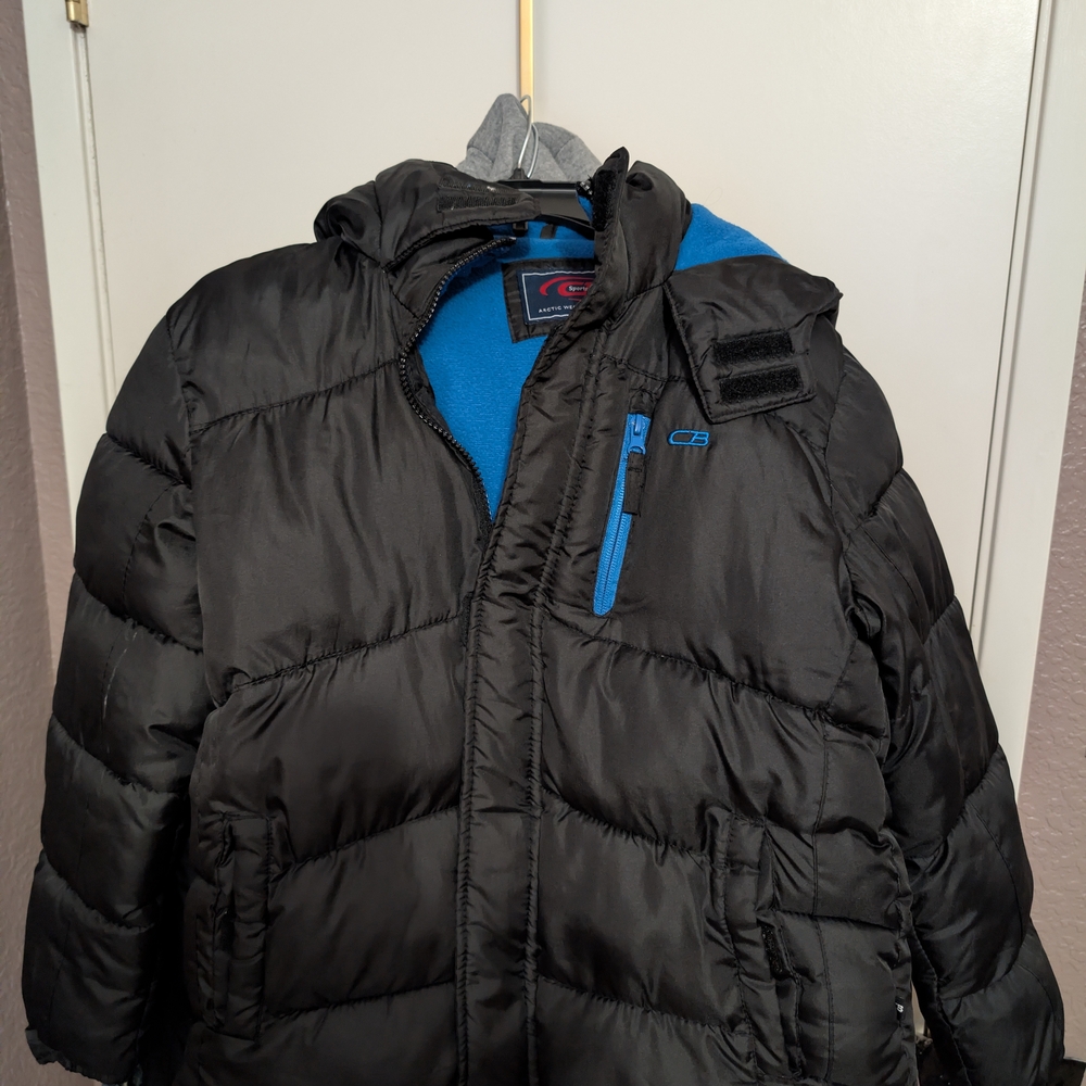 Sport-Tek Black Puffer Jacket with Blue Details
